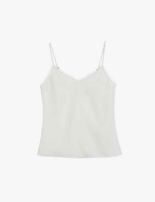 TED BAKER: Andreno looped-trim V-neck woven cami top