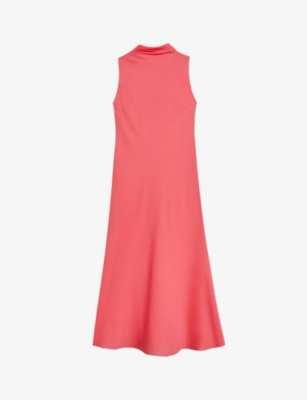 TED BAKER: Eleanar tied cowl-neck recycled-polyester midi dress