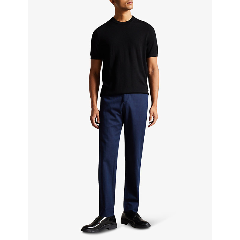 Shop Ted Baker Men's Navy Irvine Slim-fit Stretch-woven Trousers