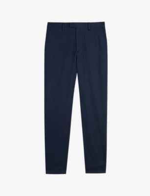 Ted Baker Mens Navy Irvine Slim-fit Stretch-woven Trousers