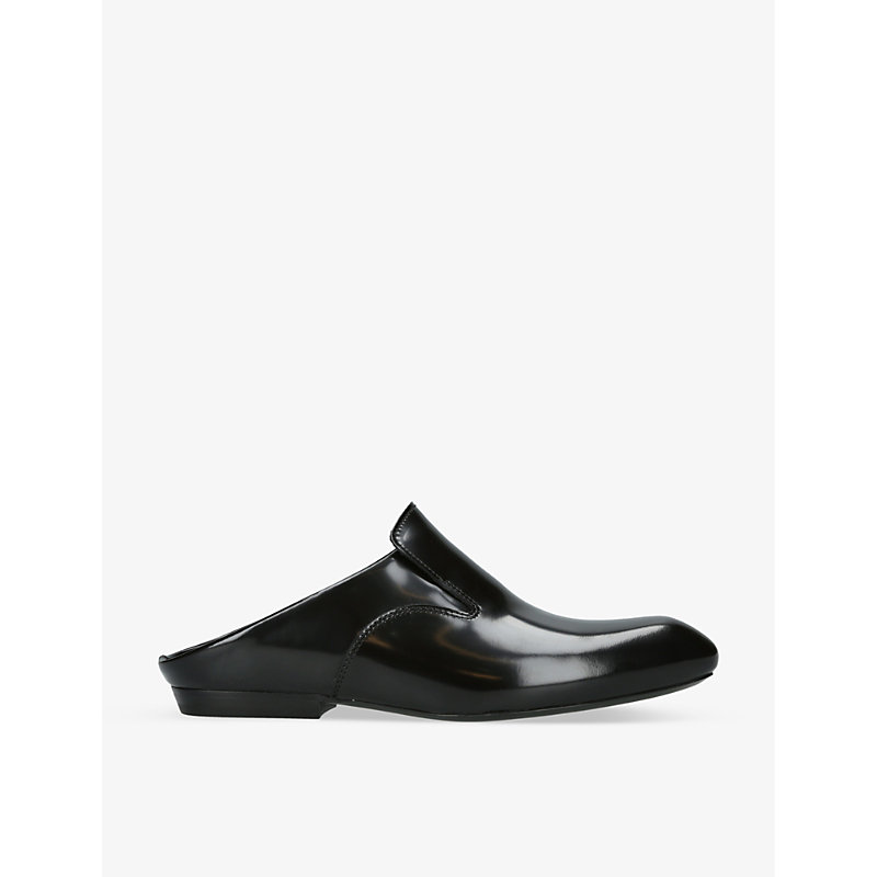 Dries Van Noten Babouches Leather Flat Mules In Black