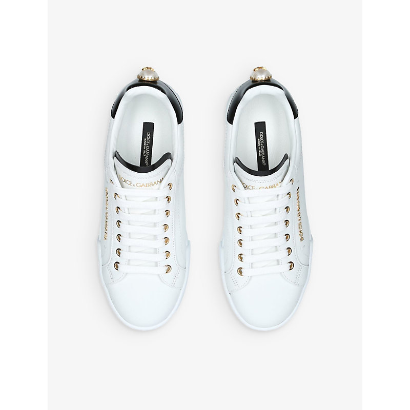 Shop Dolce & Gabbana Women's White/comb Portofino Light Leather Low-top Trainers