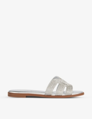 Lk Bennett Womens Met-silver Riley Metallic-rope Flat-sole Raffia Mules ...
