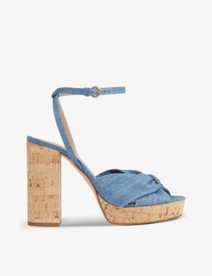 LK BENNETT: Amanda denim cork platform sandals