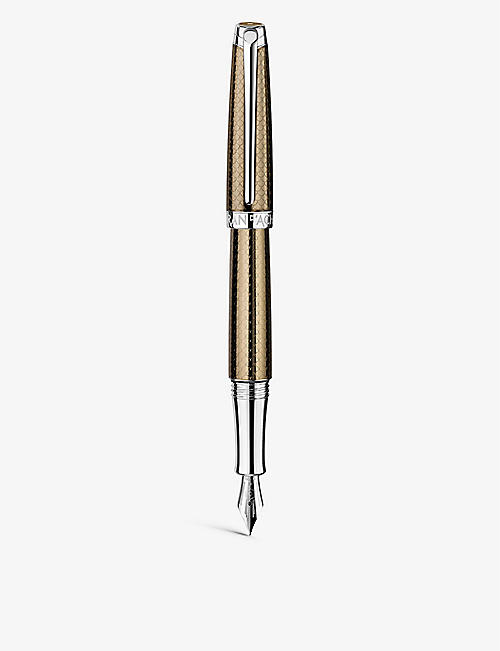 CARAN DACHE: Leman caviar-print pattern lacquer-coated brass fountain pen