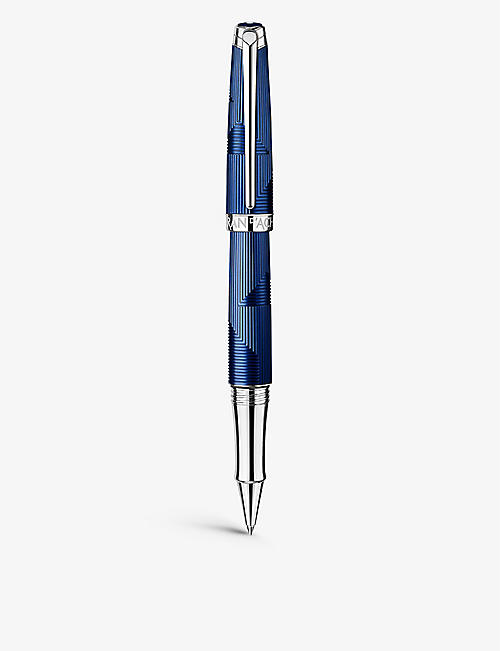 CARAN DACHE: Leman Bleu Marin lacquer-coated brass rollerball pen