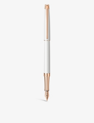 CARAN DACHE: Leman slim lacquer-coated brass and 18ct rose gold-plated fountain pen
