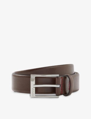 Hugo Boss Reversible Italian-leather Belt With Monogram Buckle- Black Men's  Business Belts Size 36