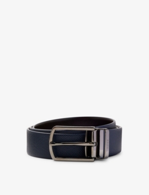 BOSS: Business logo-embossed buckle leather belt