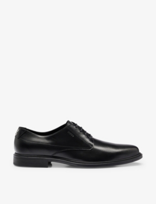 Hugo Boss Derby Shoes In Nappa Leather With Embossed Logo In Black
