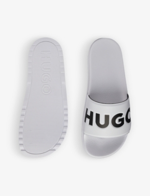 Shop Hugo Men's Open White Logo-embossed Rubber Sandals