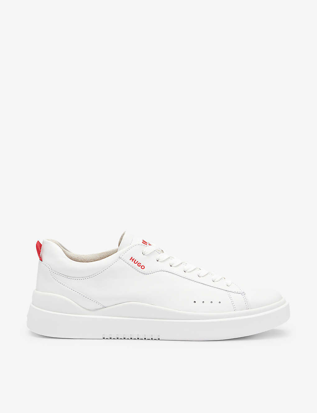 Hugo Mens White Logo-print Leather Low-top Trainers