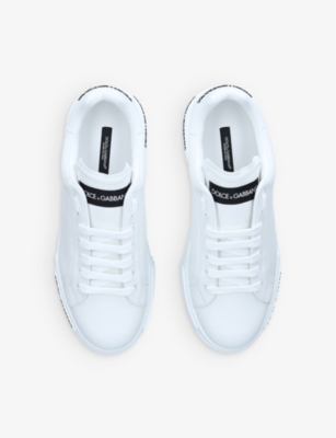 Dolce & Gabbana Leather Sneakers With Lateral Logo Patch In White