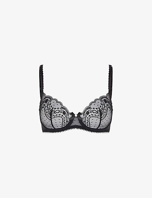 AGENT PROVOCATEUR: Yuma plunge stretch-tulle underwired bra