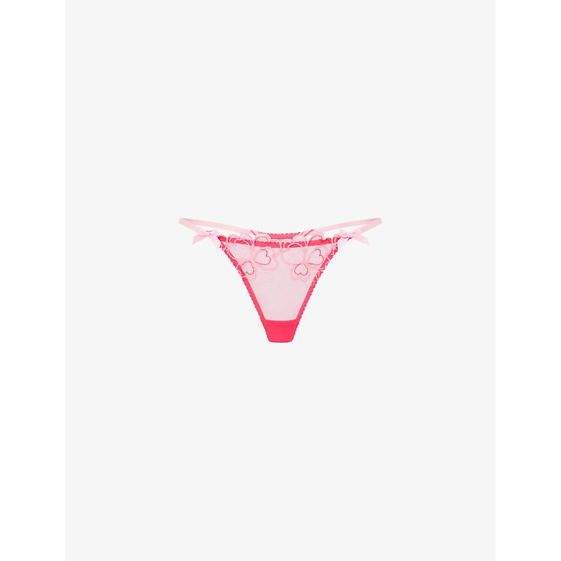 AGENT PROVOCATEUR AGENT PROVOCATEUR WOMENS FUCHSIA/BABY PINK MAYSIE LOW-RISE MESH THONG,65712338