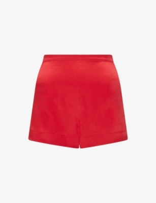 AGENT PROVOCATEUR AGENT PROVOCATEUR WOMENS RED JOIE HIGH-RISE STRETCH-SILK PYJAMA SHORTS,65712543