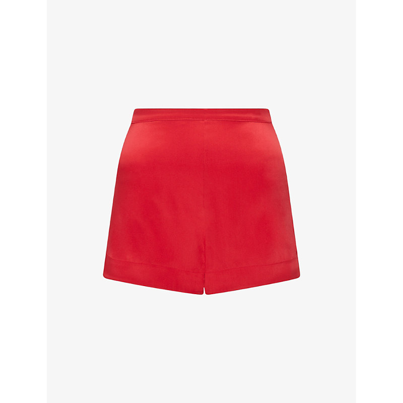 AGENT PROVOCATEUR AGENT PROVOCATEUR WOMENS RED JOIE HIGH-RISE STRETCH-SILK PYJAMA SHORTS,65712543