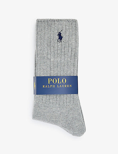 POLO RALPH LAUREN: Logo-embroidered stretch-cotton blend socks