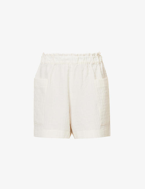 CASA RAKI: Emilia frilled-trim organic-cotton shorts