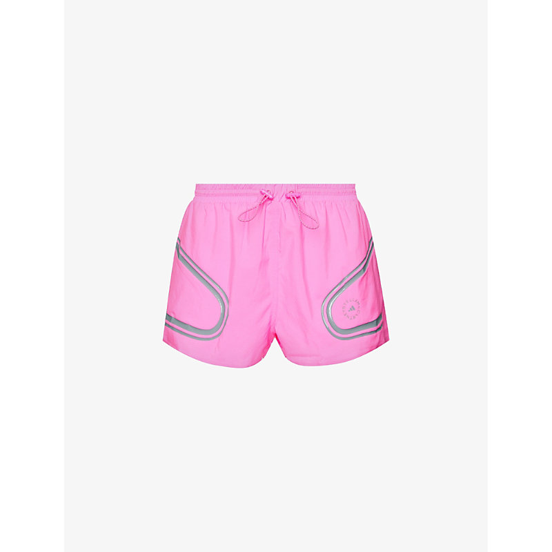 Adidas By Stella Mccartney Truepace Printed Recycled-ripstop Shorts In Screaming Pink