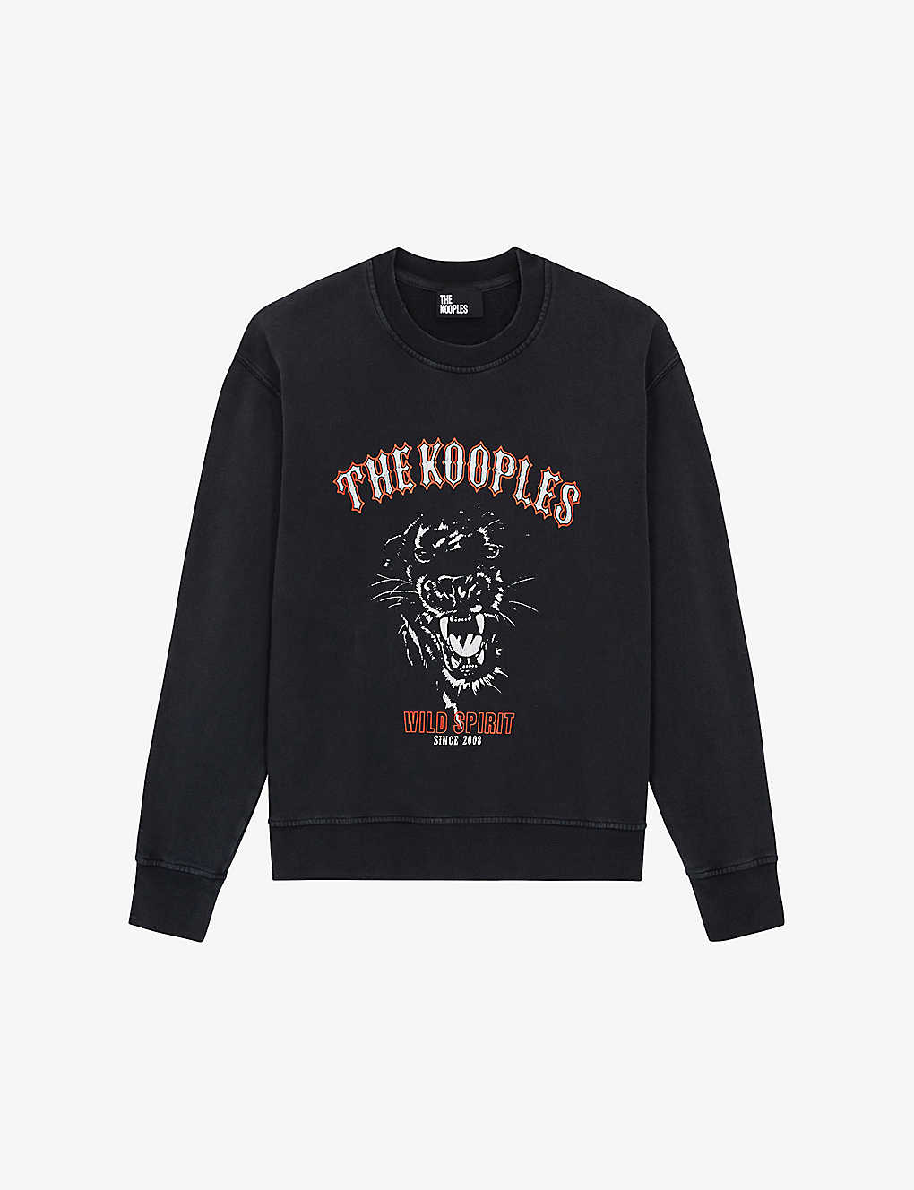 The Kooples Cotton Tiger Print Sweatshirt In Black Washed