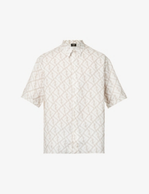 FENDI monogram-print linen shirt - White