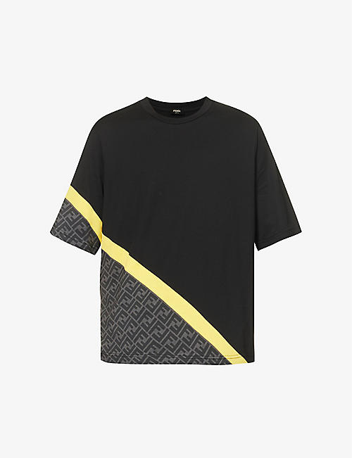 FENDI: Diagonal monogram-print relaxed-fit cotton-jersey hoody