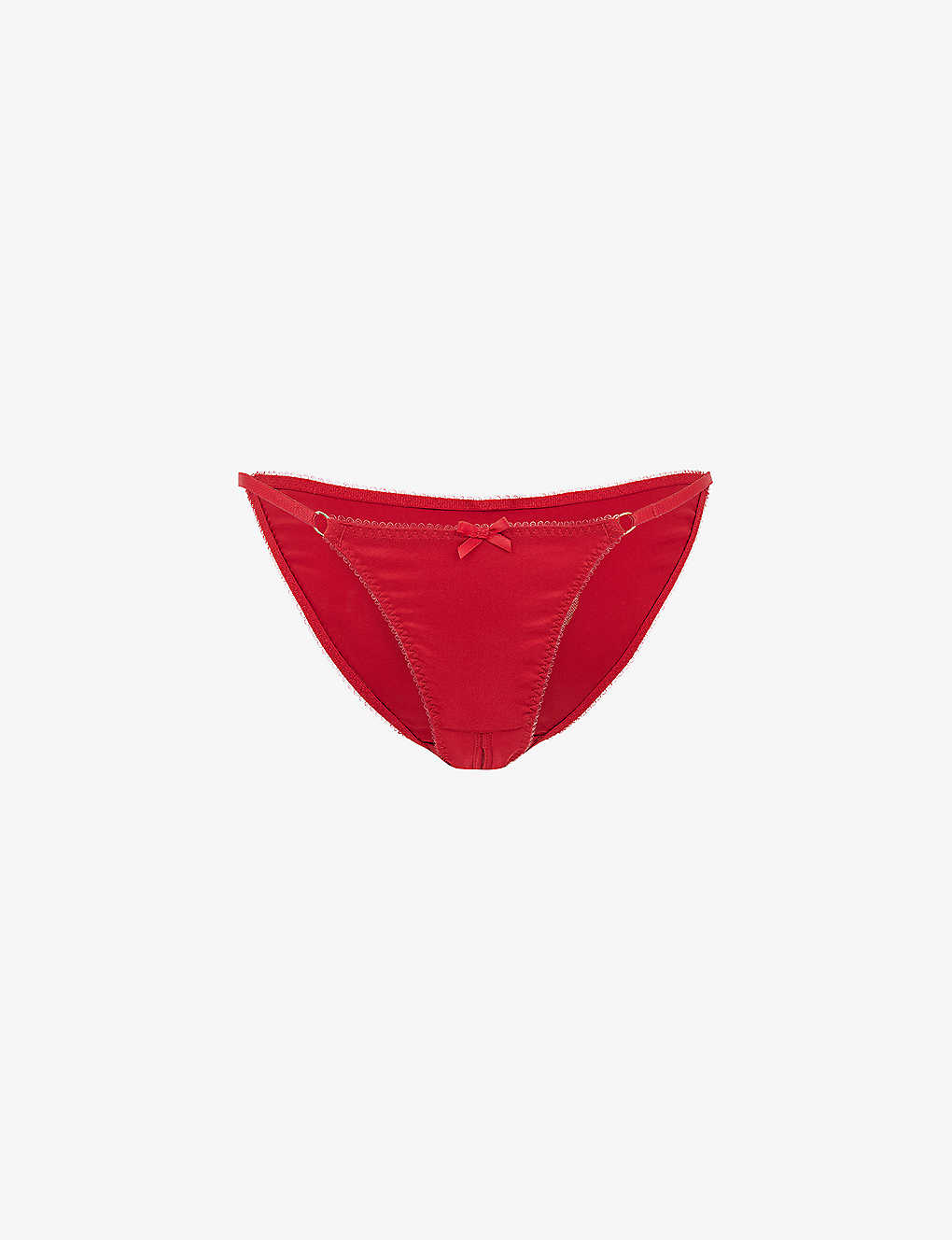 Agent Provocateur Ettie Ouvert Cut-out Heart-motif Stretch-silk Briefs In Red