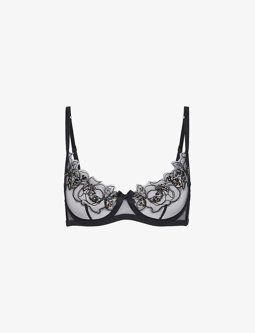 Agent Provocateur Lindie Embroidered Underwired Mesh Bra In Black