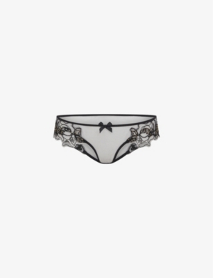 Agent Provocateur Lindie Mid-rise Embroidered Floral In Black