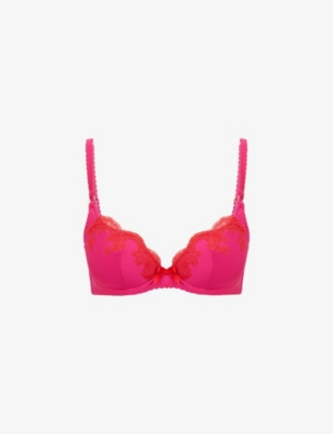 Buy Agent Provocateur Molly Lace & Satin Plunge Bra - Blue Pink At 76% Off