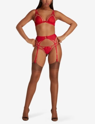 AGENT PROVOCATEUR: Cherise sheer-panel mid-rise mesh suspender belt