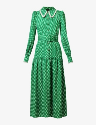ME AND EM ME AND EM WOMEN'S CLOVER LEAF/CREAM POLKA DOT-PRINT RECYCLED-POLYESTER MAXI DRESS 65734590