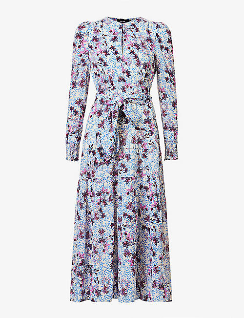 ME AND EM: Wild meadow-print tiered stretch-crepe maxi dress