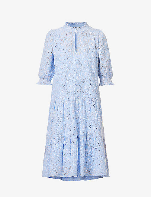 ME AND EM: Broderie-anglaise chambray cotton midi dress