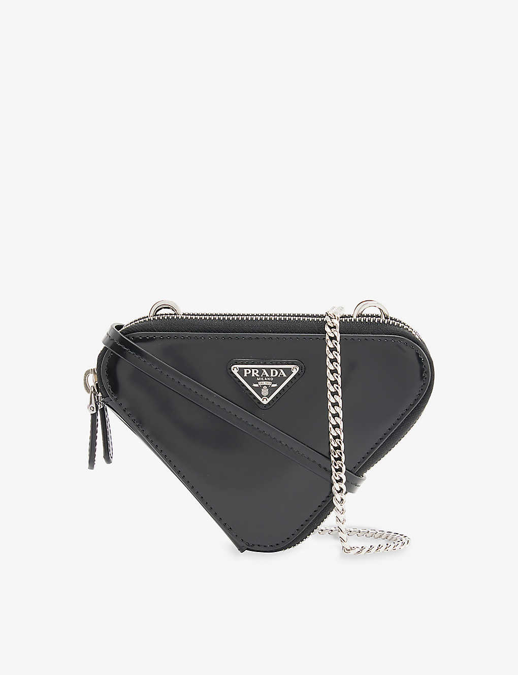 PRADA Triangle mini leather pouch bag