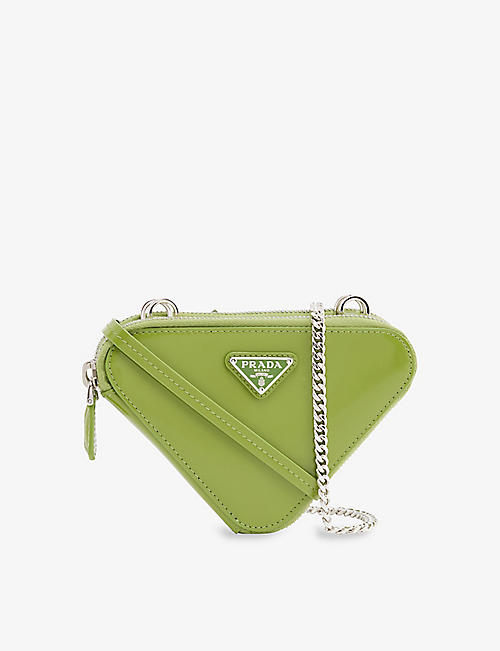 PRADA: Triangle mini leather pouch bag