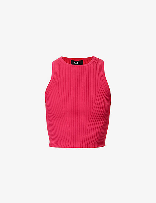 ME AND EM: Scoop-neck ribbed stretch-knit top