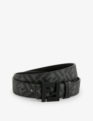 FENDI FF brand-plaque reversible leather belt