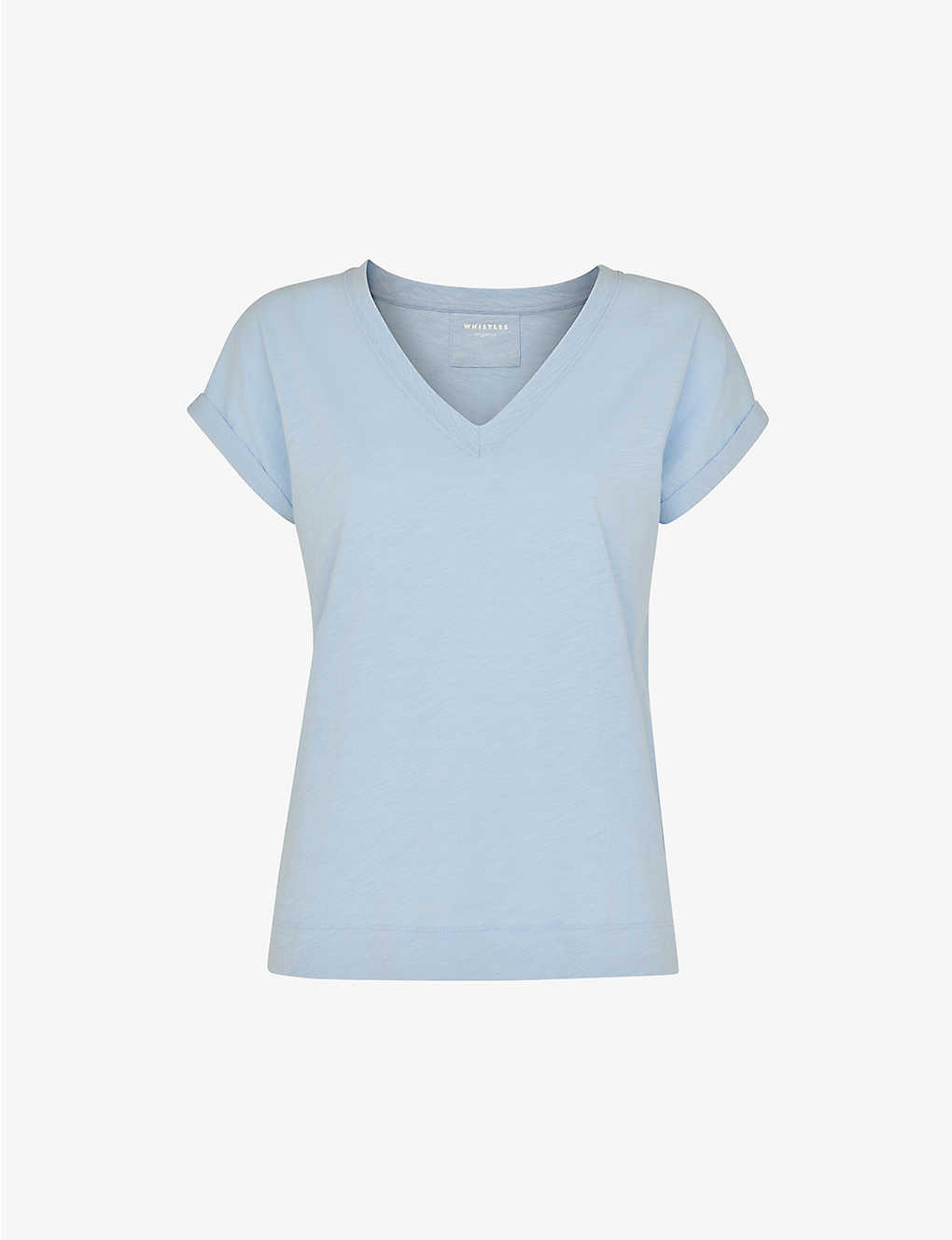 Whistles Womens Pale Blue Willa Organic Cotton-jersey T-shirt