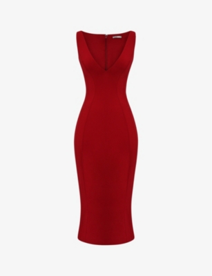 HOUSE OF CB: Cece plunge-neck stretch-woven maxi dress