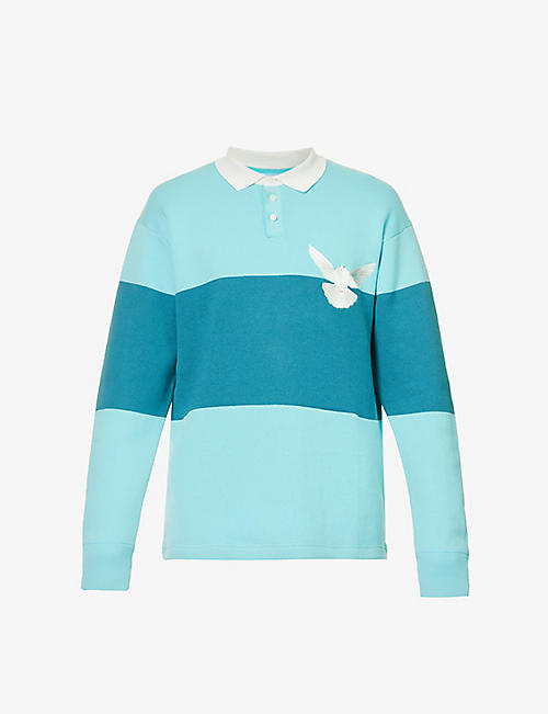 3.PARADIS: Dove-embellished cotton-knit polo shirt