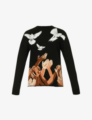 3.PARADIS: Dove-pattern crewneck cotton-blend jumper