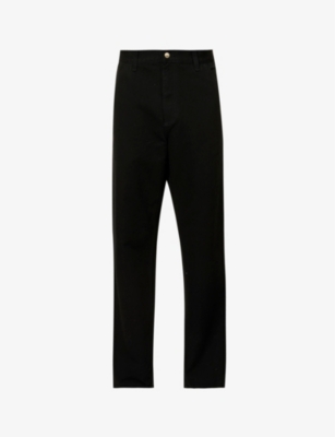 Carhartt Wip Mens Black Single Knee Straight Relaxed-fit Organic-cotton Trousers