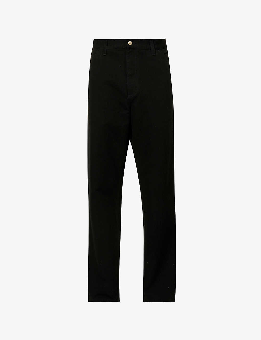 Carhartt Wip Mens Black Single Knee Straight Relaxed-fit Organic-cotton Trousers