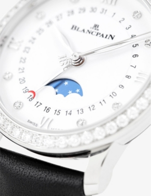 Shop Blancpain Womens White 6126 4628 55b Villeret Quantième Phase De Lune Stainless-steel, 0.99ct And 0.