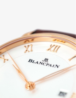 Shop Blancpain Mens White 6651-3642-55b Villeret Ultraplate 18ct Rose-gold And Leather Automatic Watch