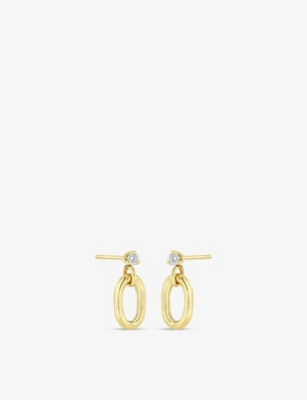 The Alkemistry Womens Yellow Gold Zoe Chicco Oval 14ct Yellow-gold And 0.10ct Diamond Hoop Earrings