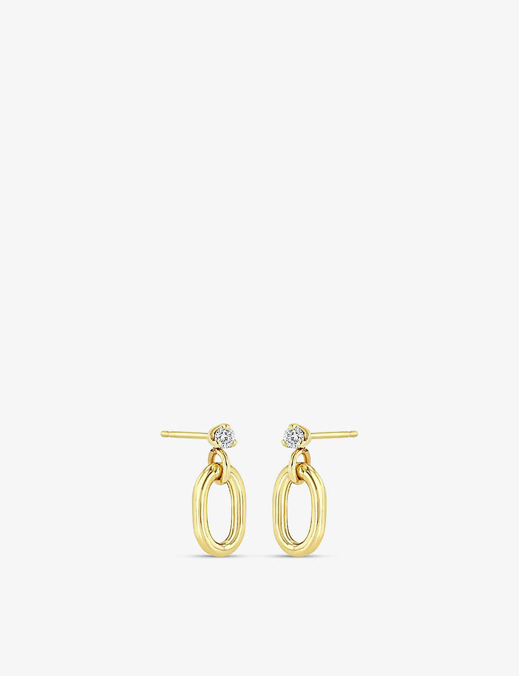 The Alkemistry Womens Yellow Gold Zoe Chicco Oval 14ct Yellow-gold And 0.10ct Diamond Hoop Earrings