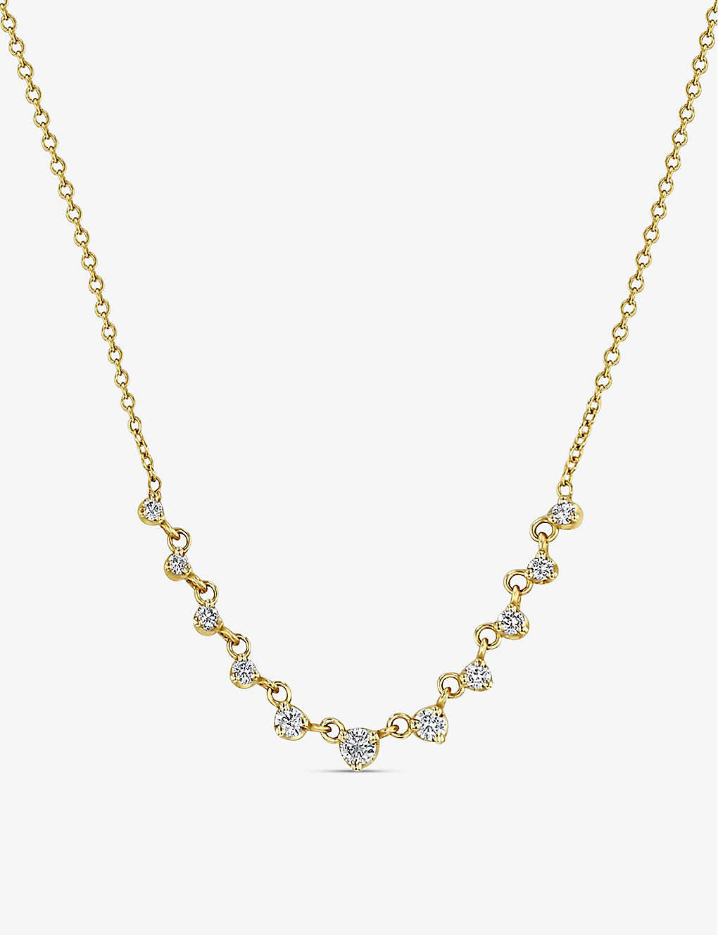 The Alkemistry Womens Yellow Gold Zoe Chicco Graduated 14ct Yellow-gold And 0.25ct Diamond Necklace